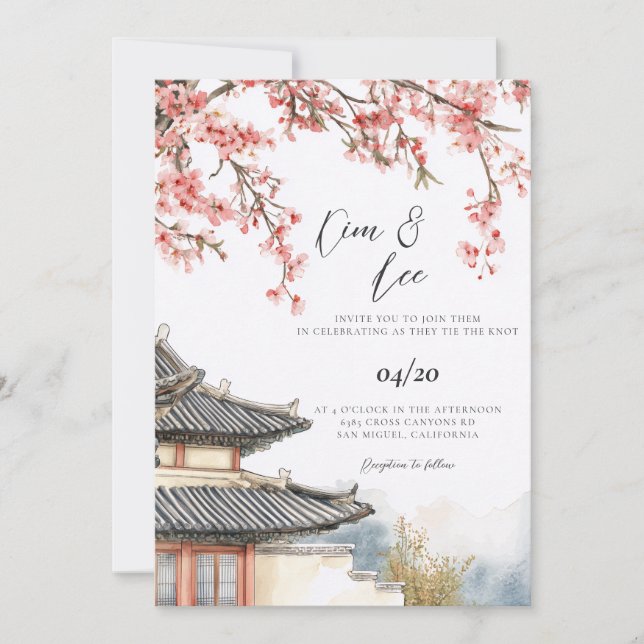 Invitation Mariage traditionnel coréen (Devant)
