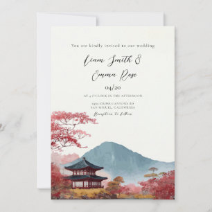 Invitation Mariage traditionnel coréen avec silhouette de cie