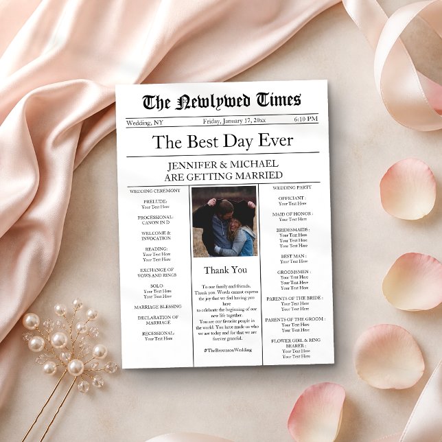 Invitation Mariage traditionnel dans un journal (Créateur téléchargé)