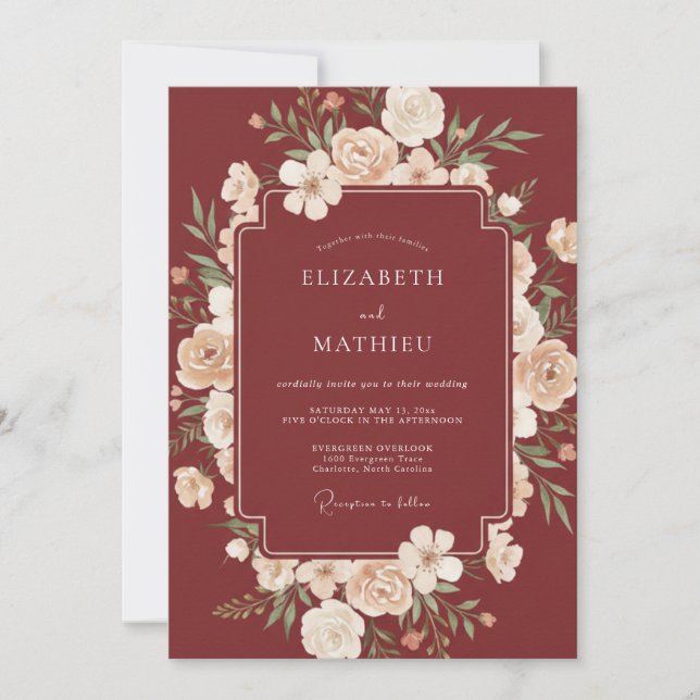Invitation Mariage Traditionnel d'Automne en Bourgogne (Devant)