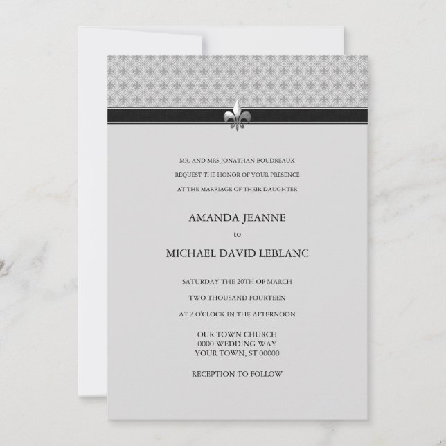 Invitation Mariage traditionnel de Modern Fleur de Lis (Devant)