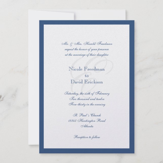 Invitation Mariage traditionnel de monogramme de miroitement (Devant)