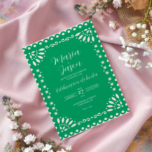 Invitation Mariage Traditionnel Espagnol Papier Picado Vert