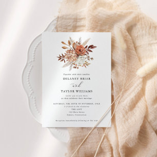 Invitation Mariage Traditionnel Floral Rustique d'Automne