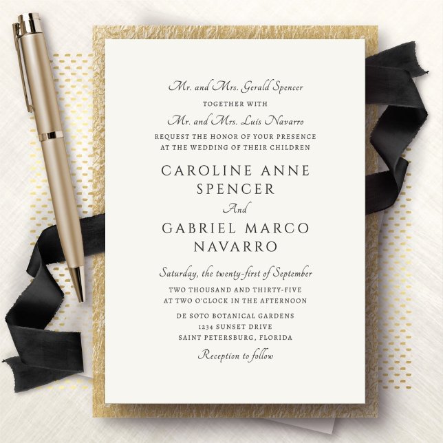 Invitation Mariage Traditionnel Intemporel Sophistiqué (Créateur téléchargé)