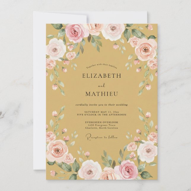 Invitation Mariage Traditionnel Noble Or (Devant)