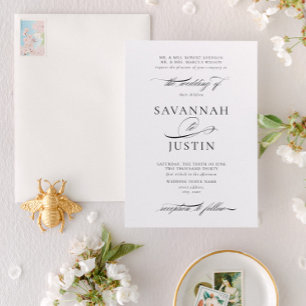 Invitation Mariage traditionnel noir et blanc