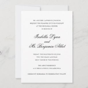 Invitation Mariage traditionnel noir et blanc Formal élégant