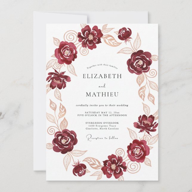 Invitation Mariage Traditionnel Orné de Bourgogne (Devant)
