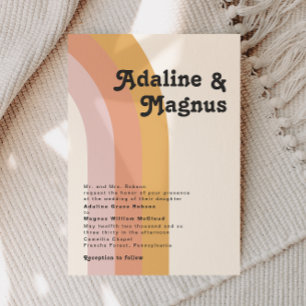 Invitation Mariage traditionnel Rainbow des années 70 moderne