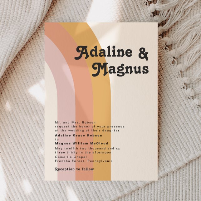 Invitation Mariage traditionnel Rainbow des années 70 moderne (Créateur téléchargé)