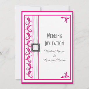 Invitation Mariage traditionnel rose Fuchsia