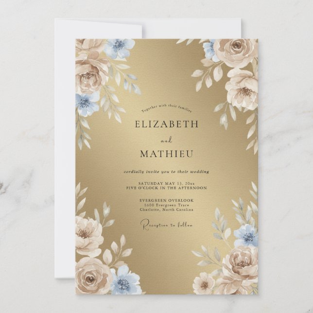 Invitation Mariage Traditionnel Solennel Or (Devant)