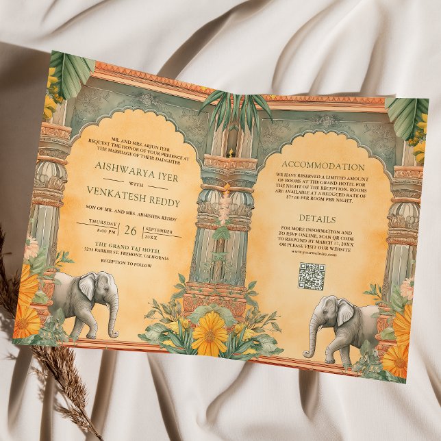 Invitation Mariage traditionnel sud-indien avec code QR photo (Créateur téléchargé)