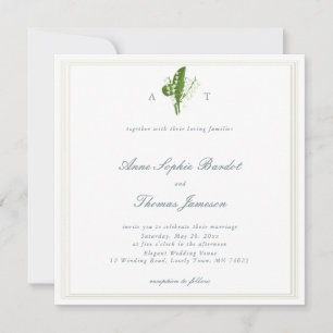 Invitation Mariage traditionnel triple Embossé Lilly Valley