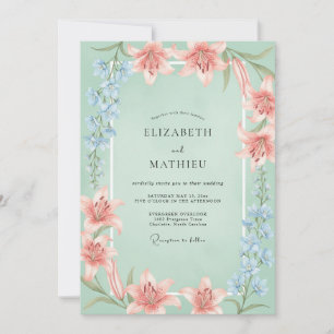 Invitation Mariage Tranquille Lys Vert Menthe