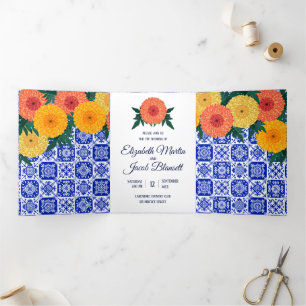 Invitation Mariage Tri-Fold en Carrelage mexicain