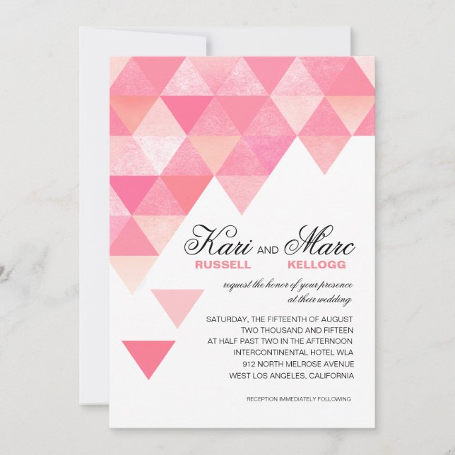 Invitation Mariage triangles géométriques | mauve rose (Devant)