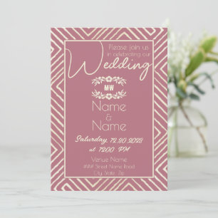 Invitation Mariage tribal africain mauve rose