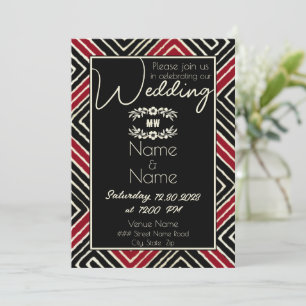 Invitation Mariage tribal africain rouge et noir