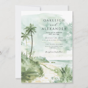 Invitation Mariage tropical à la plage aquarelle