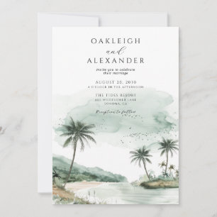Invitation Mariage tropical à la plage aquarelle