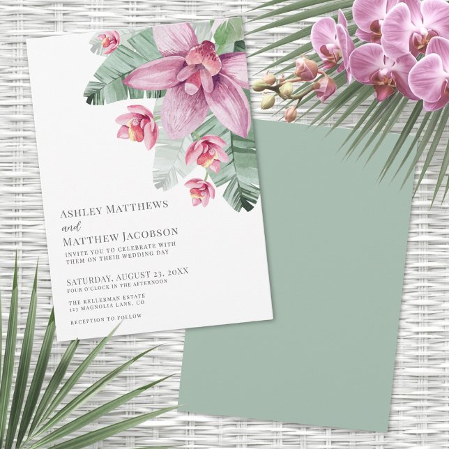Invitation Mariage Tropical à l'Orchidée Fleurie (Floral Orchid Tropical Wedding Invitation)