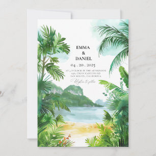Invitation Mariage tropical à Phuket en Thaïlande à l'aquarel