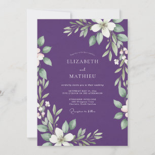 Invitation Mariage Tropical Améthyste Feuillu