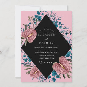 Invitation Mariage Tropical Anthurium Rose Eucalyptus
