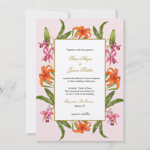 Invitation Mariage Tropical Aquarelle Fleur Rose