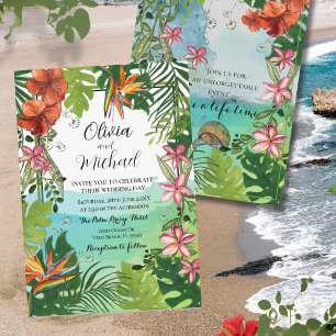Invitation Mariage Tropical Aquarelle Peinture Unique Faite à