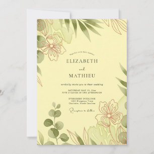 Invitation Mariage Tropical Atmosphérique Jaune Beurre