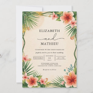 Invitation Mariage Tropical Bloom Frame