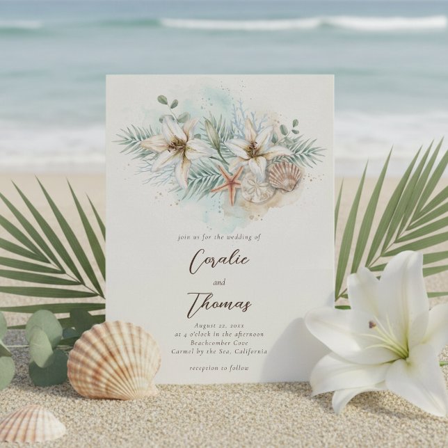 Invitation Mariage Tropical Bohème Floral de Plage (Créateur téléchargé)