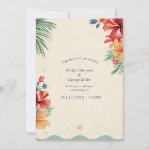 Invitation Mariage tropical bohème Hawaï à l'aquarelle