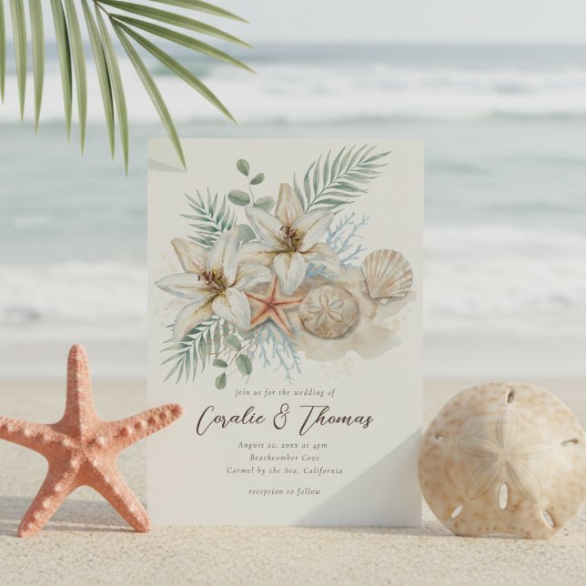 Invitation Mariage Tropical Bohème Plage Aquarelle (Créateur téléchargé)