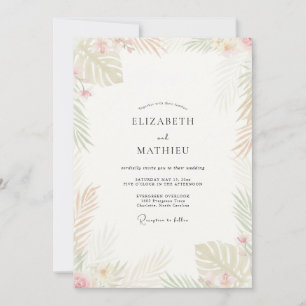 Invitation Mariage Tropical Champagne Palmier Eucalyptus