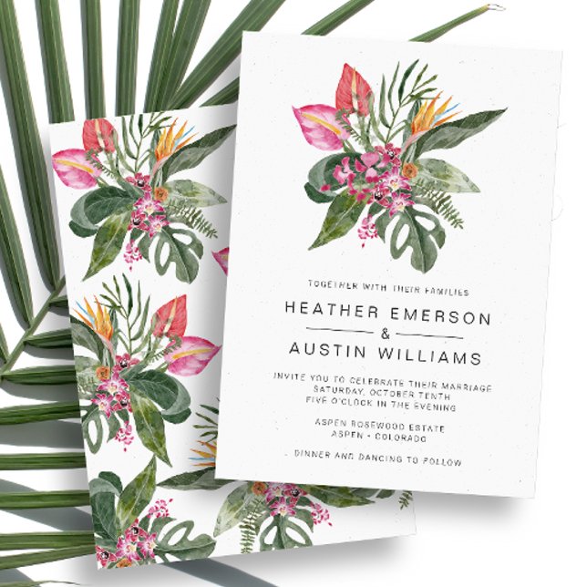 Invitation Mariage Tropical Coloré (Tropical Colorful Floral Wedding Invitation by Painted Paperie
)