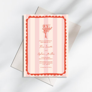 Invitation Mariage Tropical de la bande rose de Bouquet