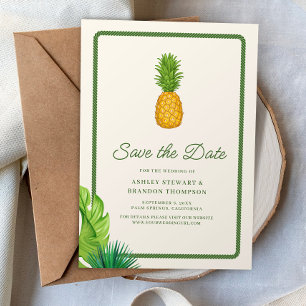 Invitation Mariage Tropical de la Côte à l'Ananas - Économise