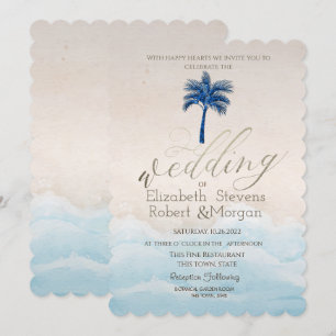 Invitation Mariage Tropical de la Plage Paillettes Palmier