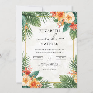 Invitation Mariage tropical de l'Arc Floral verdoyant