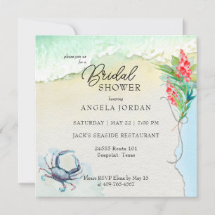 Invitation Mariage Tropical de plage crabe bleu
