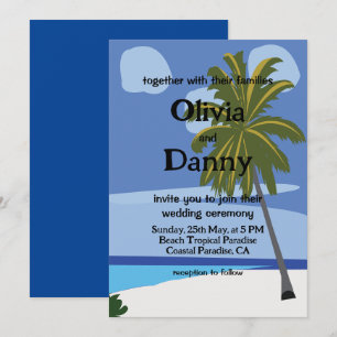 Invitation Mariage tropical de plage d'été sous les palmiers