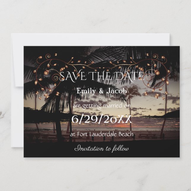 Invitation Mariage tropical de plage enregistrer la date (Devant)