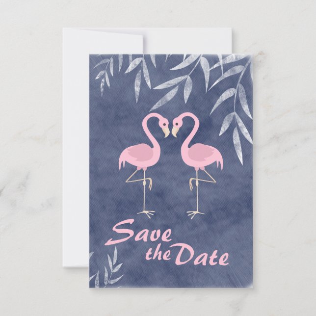 Invitation Mariage Tropical de Plage Flamant Rose Enregistrer (Devant)
