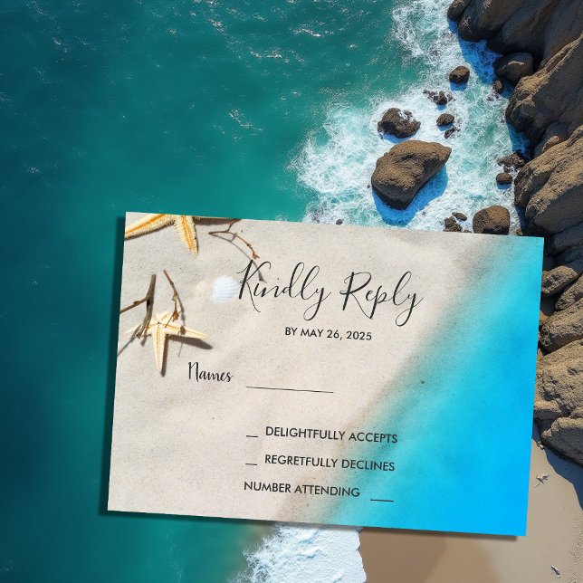 Invitation Mariage tropical de plage océanique RSVP (Tropical ocean beach wedding RSVP Invitation. )