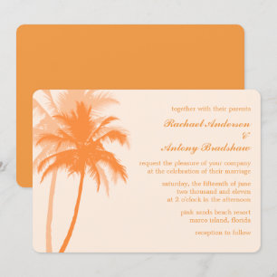 Invitation Mariage tropical des palmiers oranges