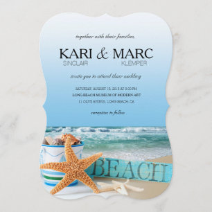 Invitation Mariage tropical d'été de plage d'étoiles de mer